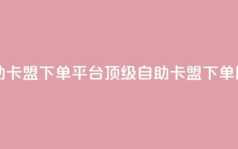 自助卡盟下单平台:顶级自助卡盟下单服务  第1张 自助卡盟下单平台:顶级自助卡盟下单服务  第1张