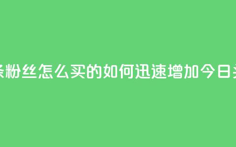 今日头条粉丝怎么买的(如何迅速增加今日头条粉丝)  第1张 今日头条粉丝怎么买的(如何迅速增加今日头条粉丝)  第1张