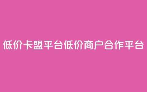 低价卡盟平台(低价商户合作平台)  第1张 低价卡盟平台(低价商户合作平台)  第1张
