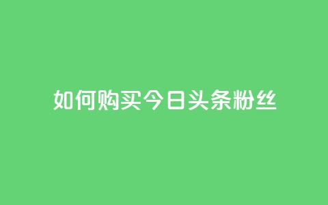 如何购买今日头条粉丝  第1张 如何购买今日头条粉丝  第1张