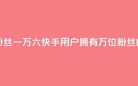快手粉丝一万六(快手用户拥有1.6万位粉丝的窍门)  第1张 快手粉丝一万六(快手用户拥有1.6万位粉丝的窍门)  第1张