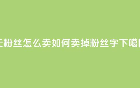 1元3000粉丝怎么卖(如何卖掉3000粉丝(16字))  第1张 1元3000粉丝怎么卖(如何卖掉3000粉丝(16字))  第1张