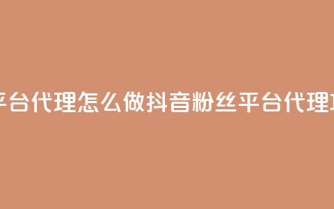 抖音粉丝平台代理怎么做(抖音粉丝平台代理攻略)  第1张