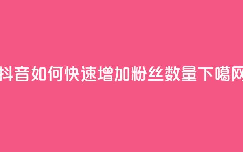 抖音如何快速增加粉丝数量  第1张 抖音如何快速增加粉丝数量  第1张