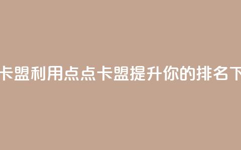 点点卡盟 - 利用点点卡盟提升你的SEO排名。  第1张