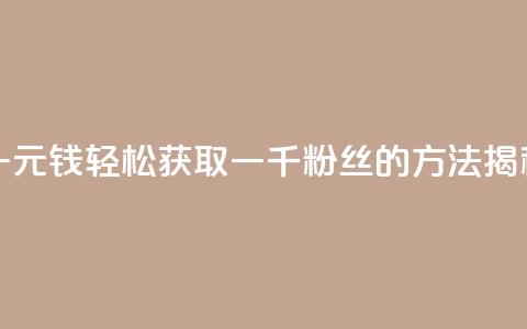 一元钱轻松获取一千粉丝的方法揭秘  第1张 一元钱轻松获取一千粉丝的方法揭秘  第1张