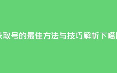 获取ks号的最佳方法与技巧解析  第1张 获取ks号的最佳方法与技巧解析  第1张