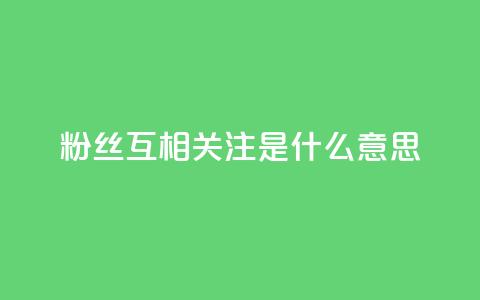 粉丝互相关注是什么意思,快手粉丝和关注的区别在哪里 - QQ点赞自助服务平台 qq资料免费十万赞  第1张 粉丝互相关注是什么意思,快手粉丝和关注的区别在哪里 - QQ点赞自助服务平台 qq资料免费十万赞  第1张