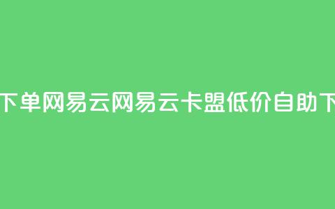 卡盟低价自助下单网易云 - 网易云卡盟低价自助下单服务!  第1张 卡盟低价自助下单网易云 - 网易云卡盟低价自助下单服务!  第1张