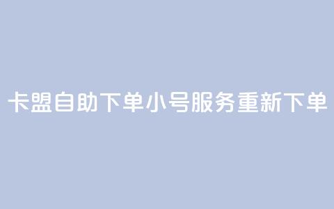 卡盟自助下单小号服务重新下单  第1张 卡盟自助下单小号服务重新下单  第1张