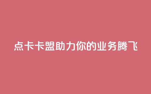 点卡卡盟:助力你的业务腾飞  第1张 点卡卡盟:助力你的业务腾飞  第1张