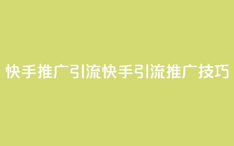 快手推广引流(快手引流推广技巧)  第1张 快手推广引流(快手引流推广技巧)  第1张