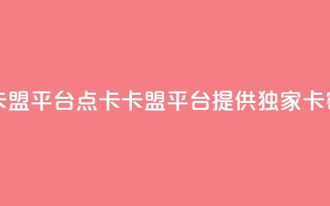 点卡卡盟平台(点卡卡盟平台:提供独家卡密服务)  第1张 点卡卡盟平台(点卡卡盟平台:提供独家卡密服务)  第1张