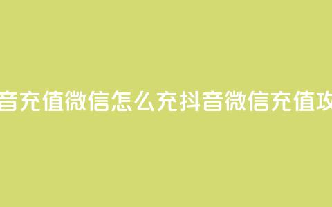 抖音充值微信怎么充(抖音微信充值攻略)  第1张 抖音充值微信怎么充(抖音微信充值攻略)  第1张