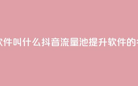 抖音涨流量池的软件叫什么 - 抖音流量池提升软件的名称是什么 !  第1张 抖音涨流量池的软件叫什么 - 抖音流量池提升软件的名称是什么 !  第1张