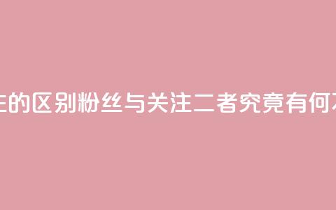 粉丝和关注的区别 - 粉丝与关注:二者究竟有何不同?!  第1张 粉丝和关注的区别 - 粉丝与关注:二者究竟有何不同?!  第1张