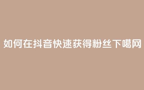 如何在抖音快速获得1000+粉丝  第1张 如何在抖音快速获得1000+粉丝  第1张