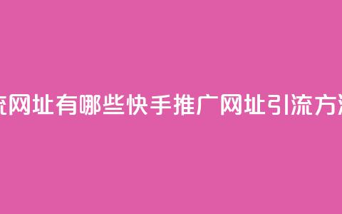 快手推广引流网址有哪些(快手推广网址引流方法汇总)  第1张 快手推广引流网址有哪些(快手推广网址引流方法汇总)  第1张