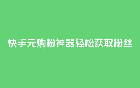快手10元购粉神器，轻松获取1000粉丝  第1张