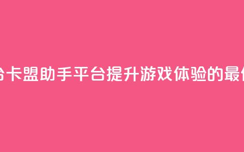 卡盟辅助平台 - 卡盟助手平台:提升游戏体验的最佳选择~  第1张 卡盟辅助平台 - 卡盟助手平台:提升游戏体验的最佳选择~  第1张