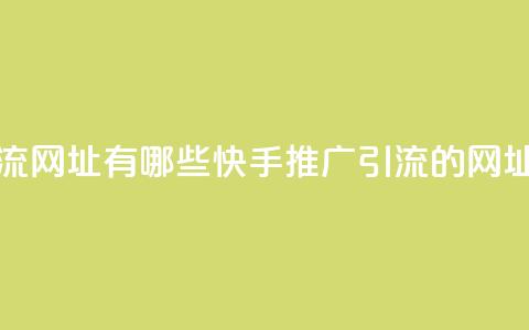 快手推广引流网址有哪些 - 快手推广引流的网址清单!  第1张 快手推广引流网址有哪些 - 快手推广引流的网址清单!  第1张