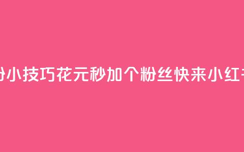 1元小红书秒刷1000粉 - 小技巧:花1元秒加1000个粉丝!快来小红书体验吧!~  第1张 1元小红书秒刷1000粉 - 小技巧:花1元秒加1000个粉丝!快来小红书体验吧!~  第1张