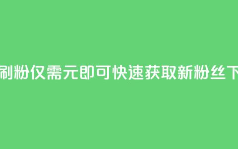 1元秒刷1000粉 - 仅需1元即可快速获取1000新粉丝!  第1张 1元秒刷1000粉 - 仅需1元即可快速获取1000新粉丝!  第1张
