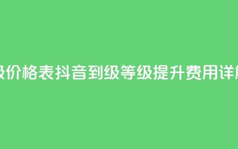 抖音1到60级价格表 - 抖音1到60级等级提升费用详解!  第1张 抖音1到60级价格表 - 抖音1到60级等级提升费用详解!  第1张