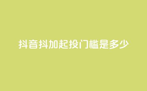 抖音抖加起投门槛是多少?  第1张 抖音抖加起投门槛是多少?  第1张