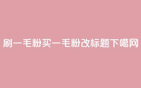 ks刷一毛1000粉(KS买一毛1000粉改标题)  第1张 ks刷一毛1000粉(KS买一毛1000粉改标题)  第1张