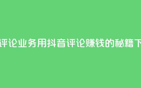 抖音评论业务 - 用抖音评论赚钱的秘籍~  第1张 抖音评论业务 - 用抖音评论赚钱的秘籍~  第1张