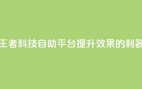 王者科技自助平台:提升SEO效果的利器  第1张 王者科技自助平台:提升SEO效果的利器  第1张