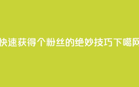 快速获得1000个粉丝的绝妙技巧  第1张 快速获得1000个粉丝的绝妙技巧  第1张