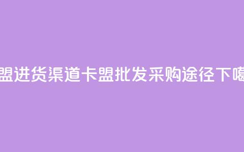 卡盟进货渠道 - 卡盟批发采购途径!  第1张 卡盟进货渠道 - 卡盟批发采购途径!  第1张