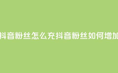 抖音粉丝怎么充(抖音粉丝如何增加)  第1张 抖音粉丝怎么充(抖音粉丝如何增加)  第1张