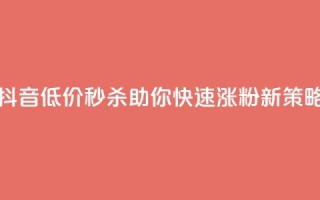 抖音低价秒杀,助你快速涨粉新策略!