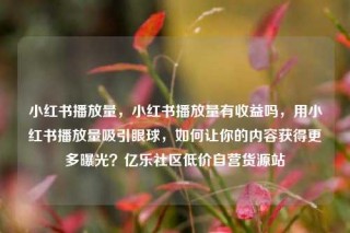 小红书播放量,小红书播放量有收益吗,用小红书播放量吸引眼球,如何让你的内容获得更多曝光?亿乐社区低价自营货源站