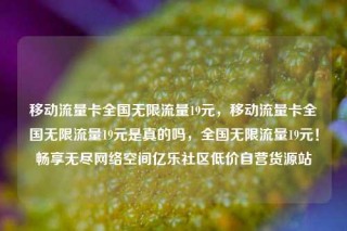 移动流量卡全国无限流量19元,移动流量卡全国无限流量19元是真的吗,全国无限流量19元!畅享无尽网络空间亿乐社区低价自营货源站