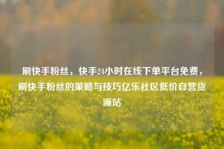 刷快手粉丝,快手24小时在线下单平台免费,刷快手粉丝的策略与技巧亿乐社区低价自营货源站