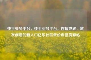 快手业务平台,快手业务平台,连接世界,激发创意的新入口亿乐社区低价自营货源站