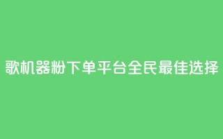 K歌机器粉下单平台，全民最佳选择