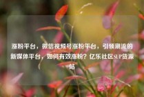 涨粉平台,微信视频号涨粉平台,引领潮流的新媒体平台,如何有效涨粉?亿乐社区SUP货源站