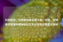 抖音粉丝,抖音粉丝排名前十名,抖音,如何高效管理并增加粉丝亿乐社区低价自营货源站