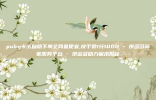 pubg卡密自助下单全网最便宜,快手赞1分1000 - 拼多多商家服务平台 - 拼多多助力骗术揭秘