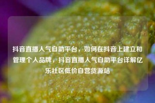 抖音直播人气自助平台,如何在抖音上建立和管理个人品牌,抖音直播人气自助平台详解亿乐社区低价自营货源站