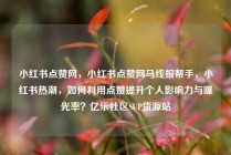 小红书点赞网,小红书点赞网马线报帮手,小红书热潮,如何利用点赞提升个人影响力与曝光率?亿乐社区SUP货源站