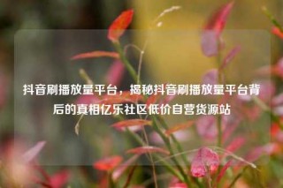 抖音刷播放量平台,揭秘抖音刷播放量平台背后的真相亿乐社区低价自营货源站