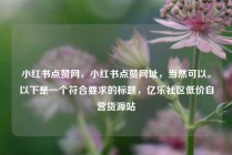小红书点赞网,小红书点赞网址,当然可以。以下是一个符合要求的标题,亿乐社区低价自营货源站