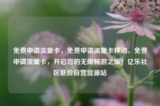 免费申请流量卡,免费申请流量卡移动,免费申请流量卡,开启您的无限畅游之旅!亿乐社区低价自营货源站