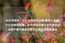 小红书阅读,小红书阅读笔记满8篇什么意思,小红书阅读热潮,如何在快节奏生活中找到内心的宁静与满足亿乐社区低价自营货源站